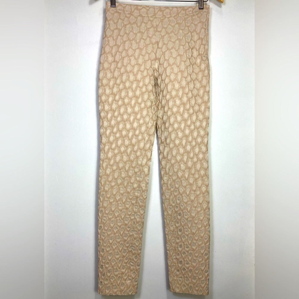 H&M Jacquard Embossed Beige Peach Mid Rise Women’s Skinny Pants, 2